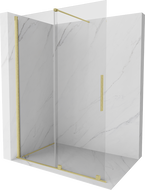 Mexen Velar плъзгаща се душ стена Walk-in 150 x 200 cm, прозрачна 8 mm, четка златно
