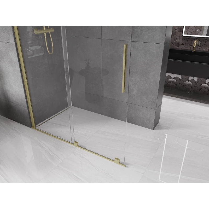 Mexen Velar плъзгаща се душ кабина Walk-in 160 x 200 см, прозрачна 8 мм, златна