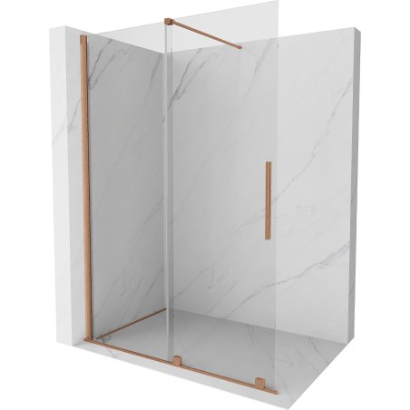 Mexen Velar плъзгаща се душ стена Walk-in 150 x 200 см, прозрачна 8 мм, изчеткана мед