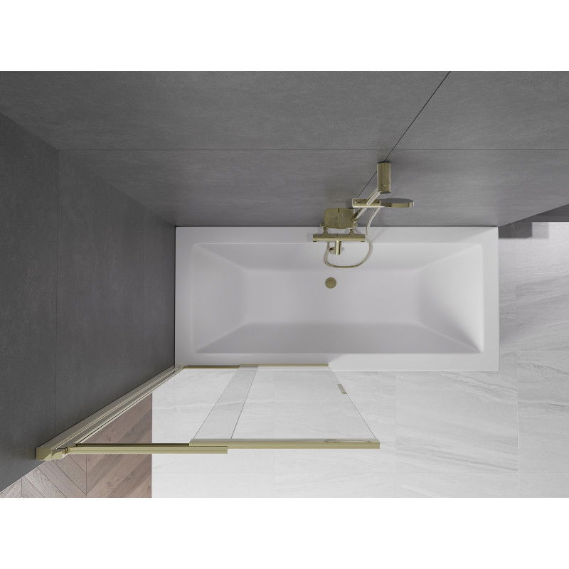 Mexen Fox двуместен плъзгащ се параван за вана 85 x 150 см, прозрачен, златен - 891-085-002-50-00