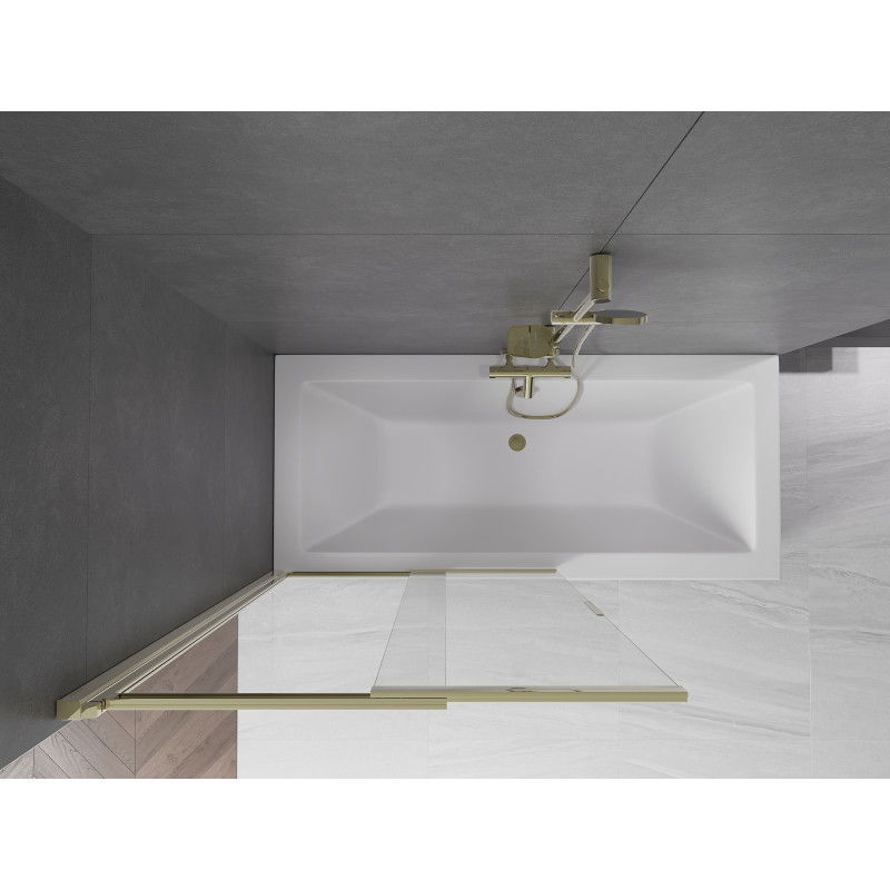 Mexen Fox параван за вана 2-крилен плъзгащ се 100 x 150 cm, прозрачен, златен - 891-100-002-50-00