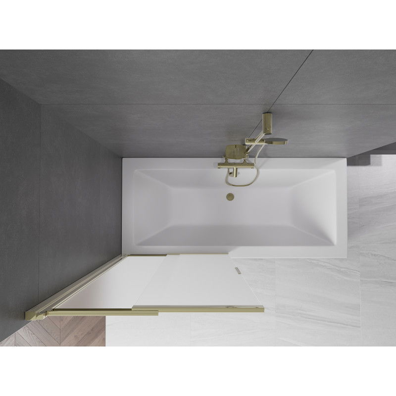 Mexen Fox параван за вана 2-крилен плъзгащ се 85 x 150 cm, матиран, златен - 891-085-002-50-30