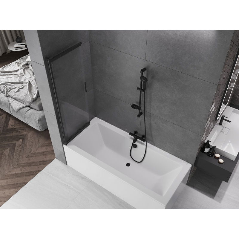 Mexen Fox двукрилна подвижна душ параван 100 x 150 см, прозрачен, черен - 891-100-002-70-00