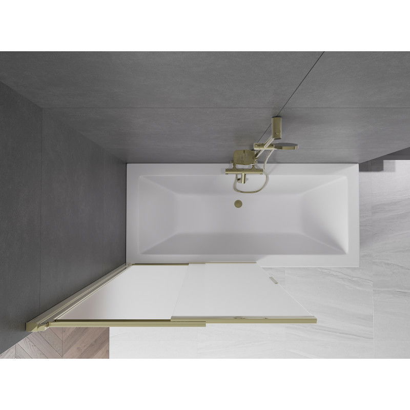 Mexen Fox двукрилен душ параван, плъзгащ се, 100 x 150 см, матиран, златист - 891-100-002-50-30