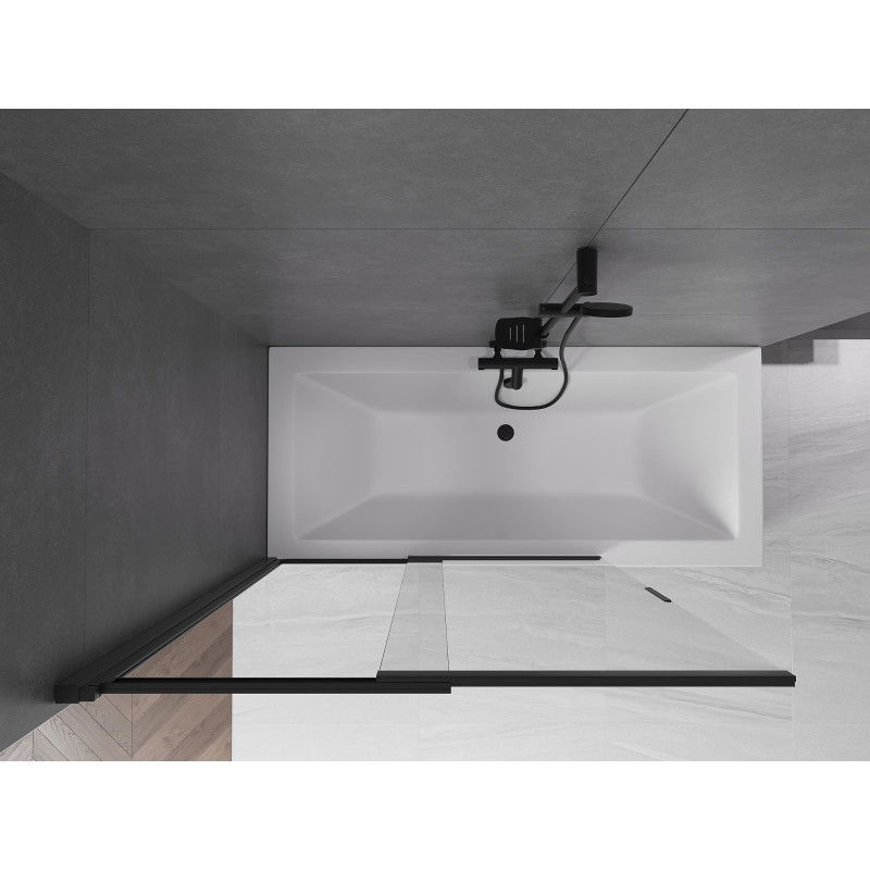 Mexen Fox параван за баня, 2-крилен, плъзгащ се, 120 x 150 см, прозрачен, черен - 891-120-002-70-00