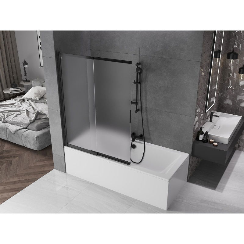 Mexen Fox душ преграда, плъзгаща се 2-крила, 120 x 150 см, матирано, черно - 891-120-002-70-30