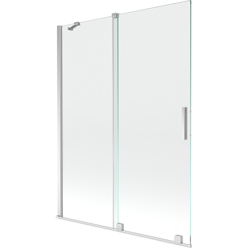 Mexen Velar двукрилен плъзгащ се параван за вана 130 x 150 cm, прозрачен, хром
