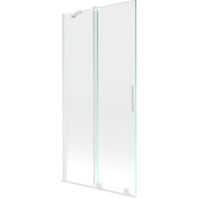 Mexen Velar двукрилен разтегателен параван за вана 90 x 150 cm, прозрачен, бял - 896-090-000-01-20