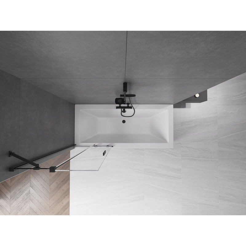 Mexen Velar двукрилен плъзгащ се параван за вана 75 x 150 cm, прозрачен, черен - 896-075-000-01-70