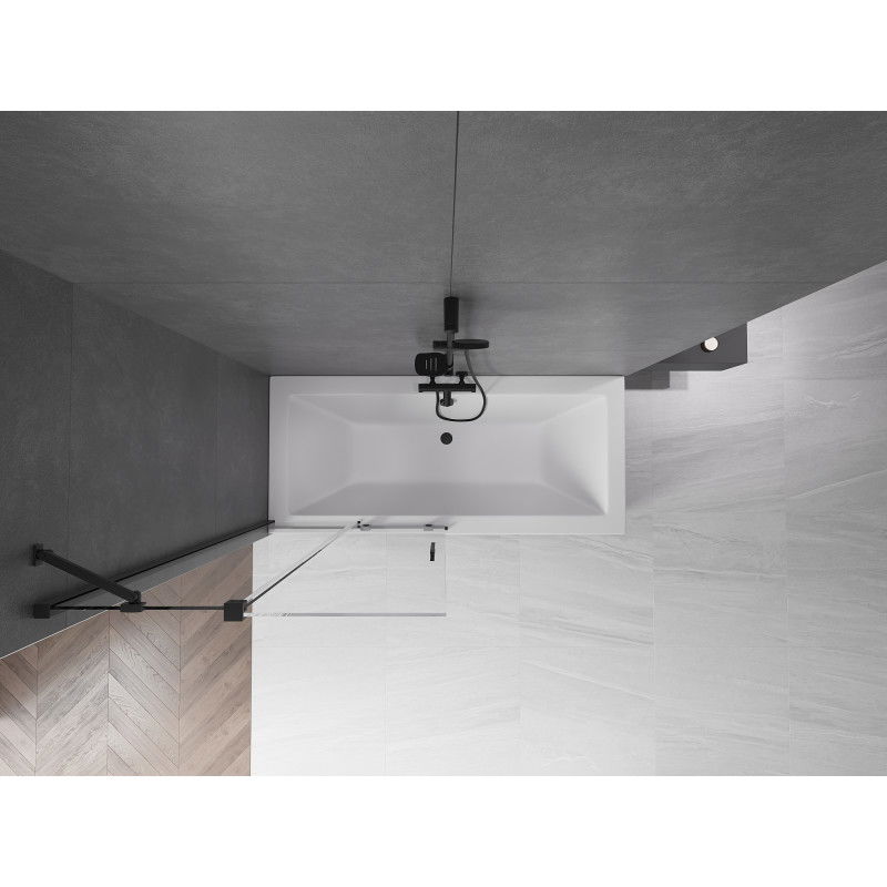 Mexen Velar двукрилен плъзгащ параван за вана 95 x 150 cm, прозрачен, черен - 896-095-000-01-70