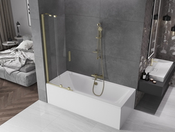 Mexen Velar двукрилен плъзгащ душ параван 75 x 150 cm, прозрачен, златен матов - 896-075-000-01-55