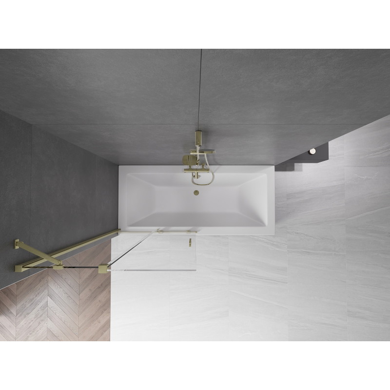Mexen Velar двукрилен плъзгащ се параван за вана 95 x 150 cm, прозрачен, златист