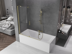 Mexen Velar 2-крилен плъзгащ се параван за вана 130 x 150 см, прозрачен, златно