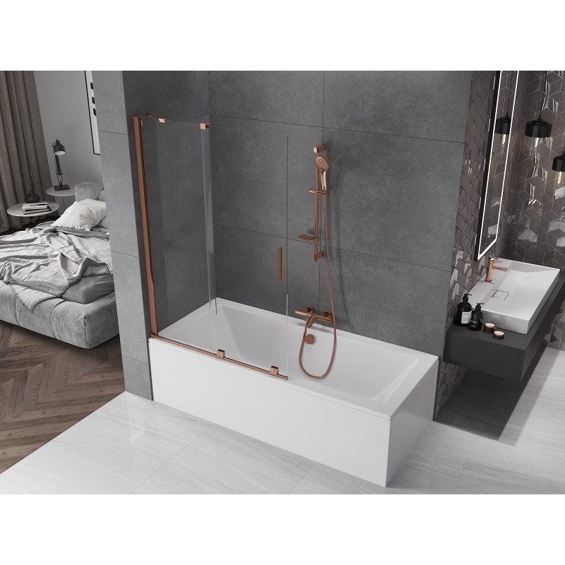 Mexen Velar душ параван с две крила, плъзгащ се 110 x 150 см, прозрачен, розово