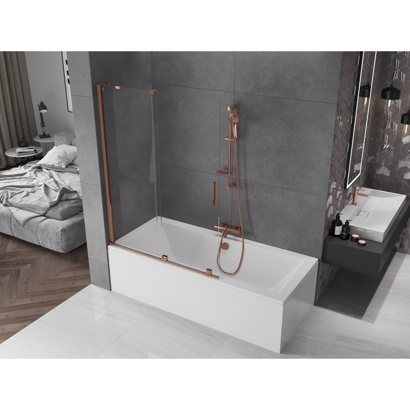 Mexen Velar двукрилен плъзгащ се параван за вана 120 x 150 cm, прозрачен, розово