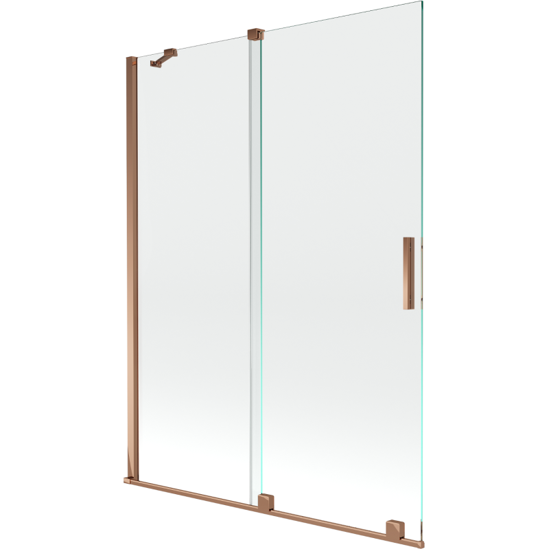 Mexen Velar двукрилен плъзгащ се екран за вана 130 x 150 cm, прозрачен, розово злато - 896-130-000-01-60