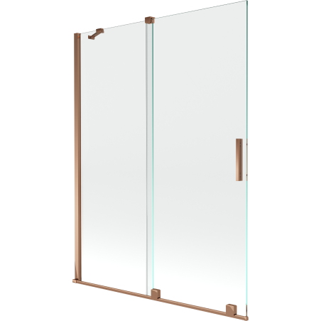 Mexen Velar двукрилен плъзгащ се екран за вана 130 x 150 cm, прозрачен, розово злато - 896-130-000-01-60