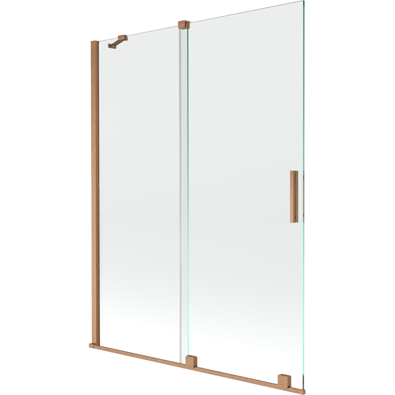 Mexen Velar параван за вана 2-крилен плъзгащ се 130 x 150 cm, прозрачен, четкан мед - 896-130-000-01-65