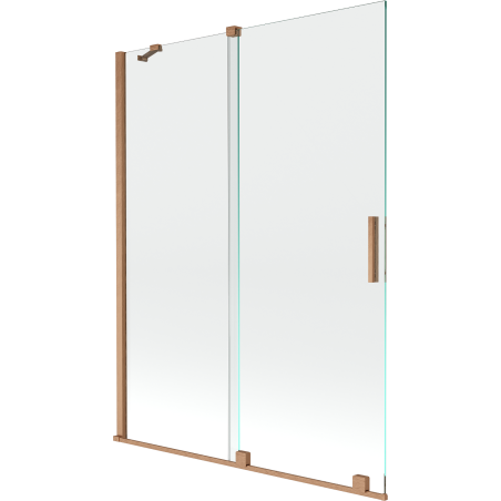 Mexen Velar параван за вана 2-крилен плъзгащ се 130 x 150 cm, прозрачен, четкан мед - 896-130-000-01-65