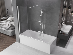 Mexen Velar разтегаем параван за вана с 2 крила 150 x 150 cm, прозрачен, бял