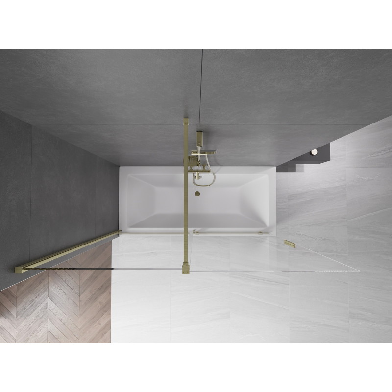 Mexen Velar двукрилен плъзгащ се параван за вана 170 x 150 cm, прозрачен, златист