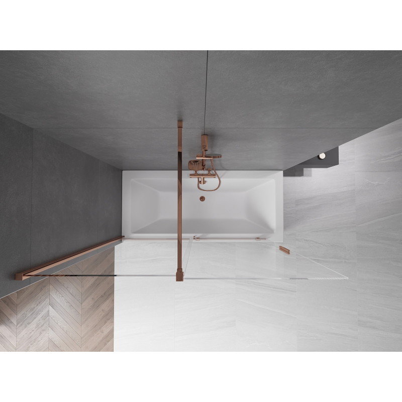 Mexen Velar параван за вана 2-крилен разгъващ се 160 x 150 см, прозрачен, розово