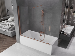 Mexen Velar двукрилен плъзгащ се параван за баня 170 x 150 cm, прозрачен, розово злато - 896-170-000-01-60