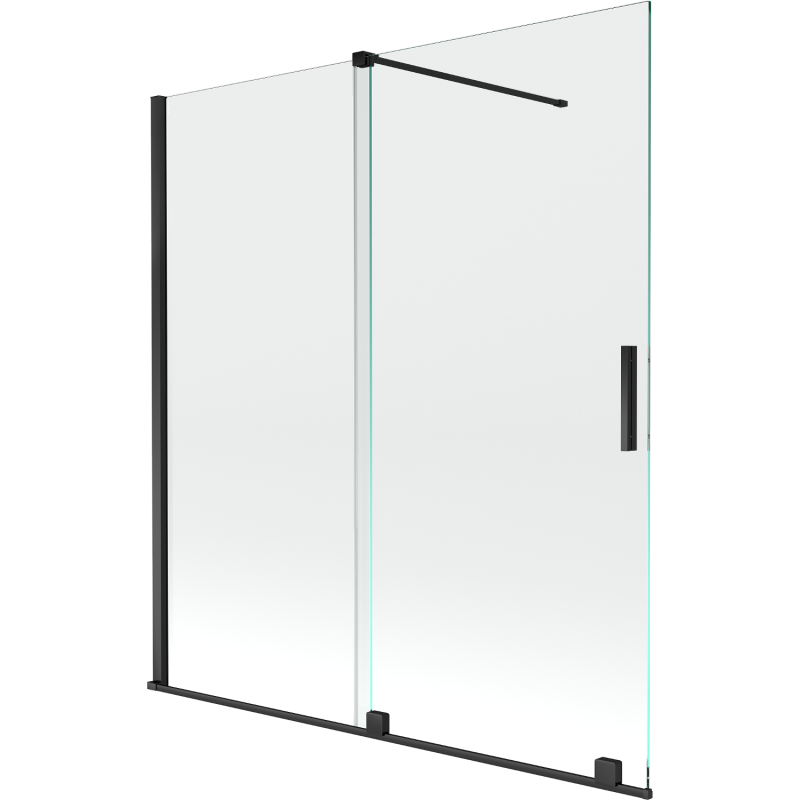 Mexen Velar параван за вана 2-крилен плъзгащ се 150 x 150 см, прозрачен, черен - 896-150-000-01-70