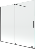 Mexen Velar параван за вана с 2 крила, плъзгащ се 170 x 160 см, прозрачен, четка пистолетно сиво - 896-170-000-01-66