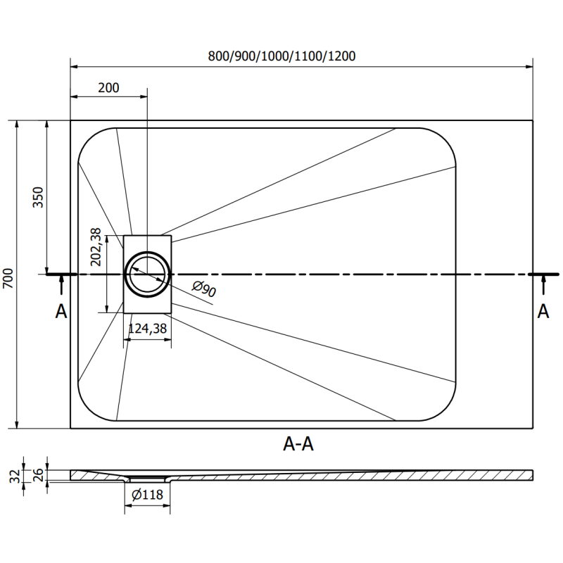 Mexen Hugo правоъгълно корито SMC 110 x 70 см, сиво - 42617011
