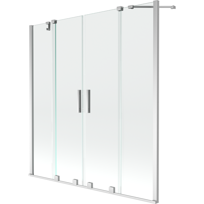Mexen Velar Duo сгъваем 2-крилен параван за вана 160 x 150 cm, прозрачен, хром - 896-160-000-02-01