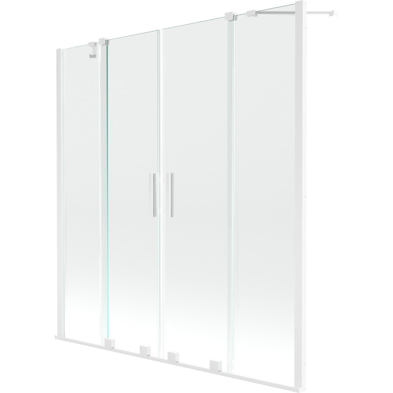 Mexen Velar Двукрилен плъзгащ се параван за вана Duo 150 x 150 cm, прозрачен, бял