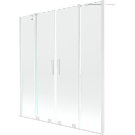 Mexen Velar Двукрилен плъзгащ се параван за вана Duo 150 x 150 cm, прозрачен, бял