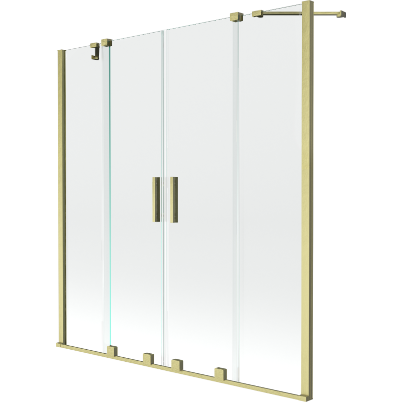Mexen Velar Duo параван за вана 2-крили сгъваем 160 x 150 cm, прозрачен, златист мат - 896-160-000-02-55