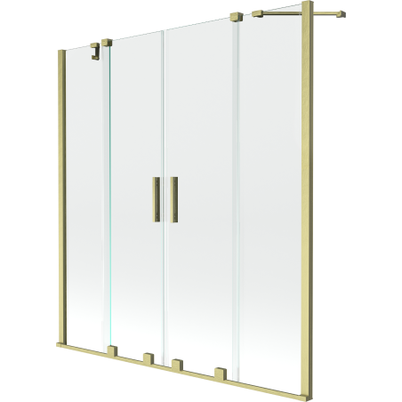 Mexen Velar Duo параван за вана 2-крили сгъваем 160 x 150 cm, прозрачен, златист мат - 896-160-000-02-55