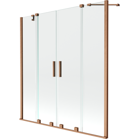 Mexen Velar Duo двукрила плъзгаща се вана 140 x 150 cm, прозрачна, четкована мед - 896-140-000-02-65