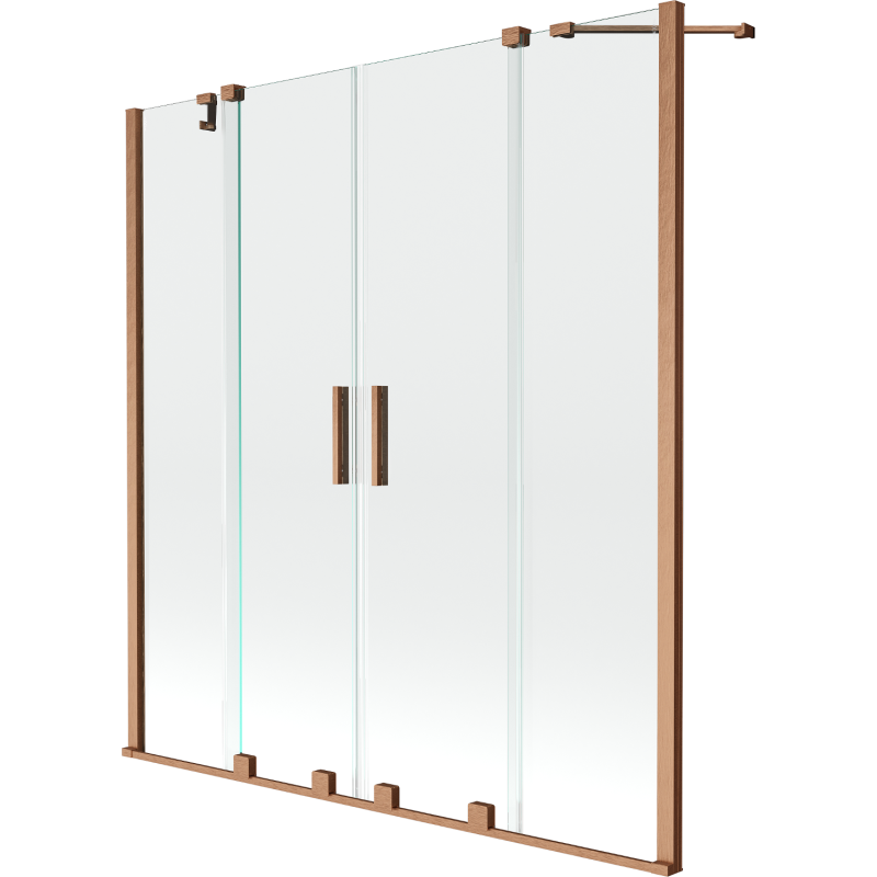 Mexen Velar Duo стационарна вана с 2 крила, плъзгаща се, 160 x 150 cm, прозрачна, четкована мед - 896-160-000-02-65