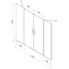 Mexen Velar Duo вана с два плъзгащи се крила 170 x 150 cm, прозрачен, бял - 896-170-000-02-20