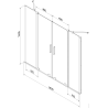 Mexen Velar Duo параван за баня с две крила, плъзгащ се 180 x 150 cm, прозрачен, бял - 896-180-000-02-20
