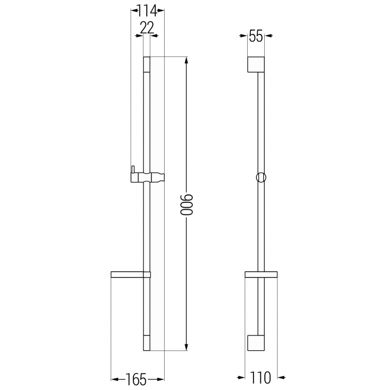 Mexen DS душ стойка с поставка за сапун 90 см, черна - 79383-70