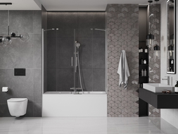 Mexen Velar Duo двукрилен плъзгащ се преградител за вана 150 x 150 см, прозрачен, хром - 896-150-000-02-01