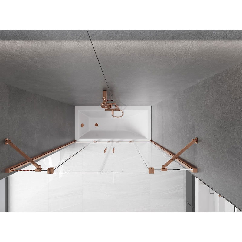 Mexen Velar Duo параван за вана с 2 крила, разтегателен, 140 x 150 см, прозрачен, розово злато - 896-140-000-02-60