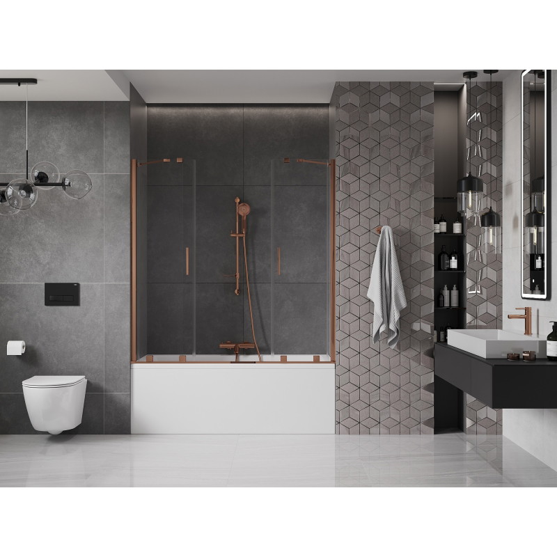 Mexen Velar Двуцветен параван за вана, плъзгащ се, 160 x 150 см, прозрачен,