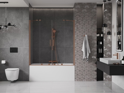 Mexen Velar Duo параван за вана 2-сгъваем, разтегателен 140 x 150 см, прозрачен, четка за мед - 896-140-000-02-65