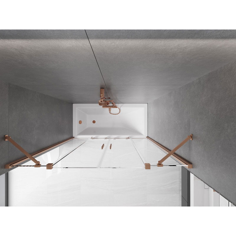 Mexen Velar Duo стационарна вана с 2 крила, плъзгаща се, 160 x 150 cm, прозрачна, четкована мед - 896-160-000-02-65