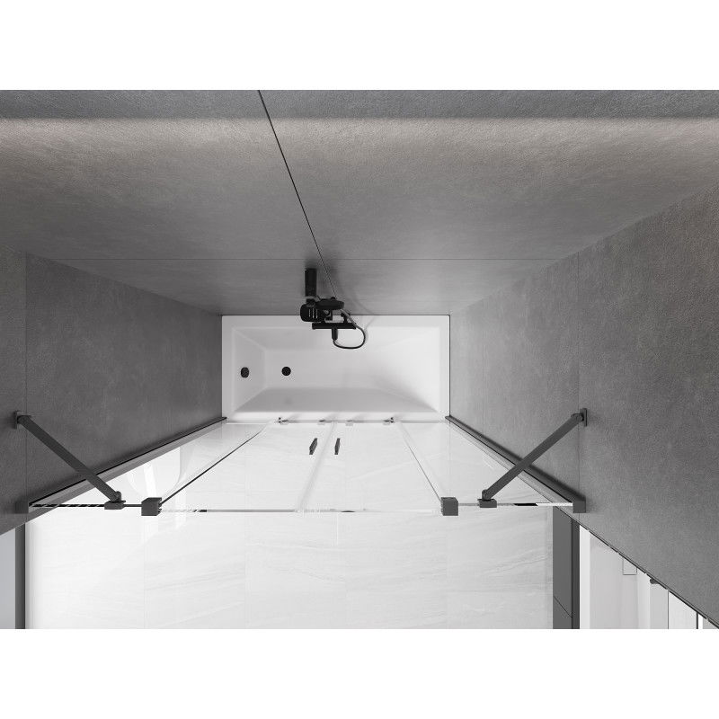 Mexen Velar Duo параван за вана 2-крилен плъзгащ се 150 x 150 см, прозрачен, черен - 896-150-000-02-70