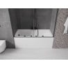 Mexen Velar Duo душ завеса за вана 2-крила разтегателна 150 x 150 см, прозрачна, оръжейно сива четка - 896-150-000-02-66