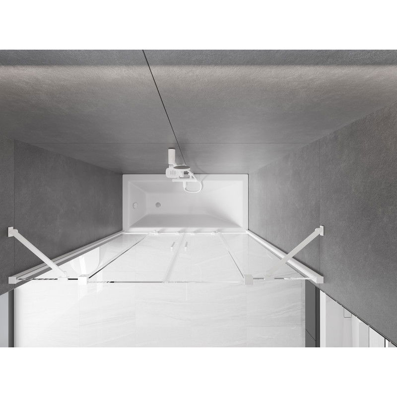 Mexen Velar Duo двукрилен плъзгащ се параван за вана 160 x 150 см, прозрачен, бял - 896-160-000-02-20