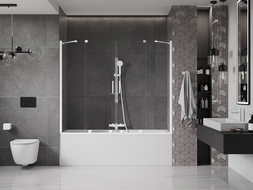 Mexen Velar Duo параван за вана 2-крилен плъзгащ се 170 x 150 см, прозрачен, бял - 896-170-000-02-20