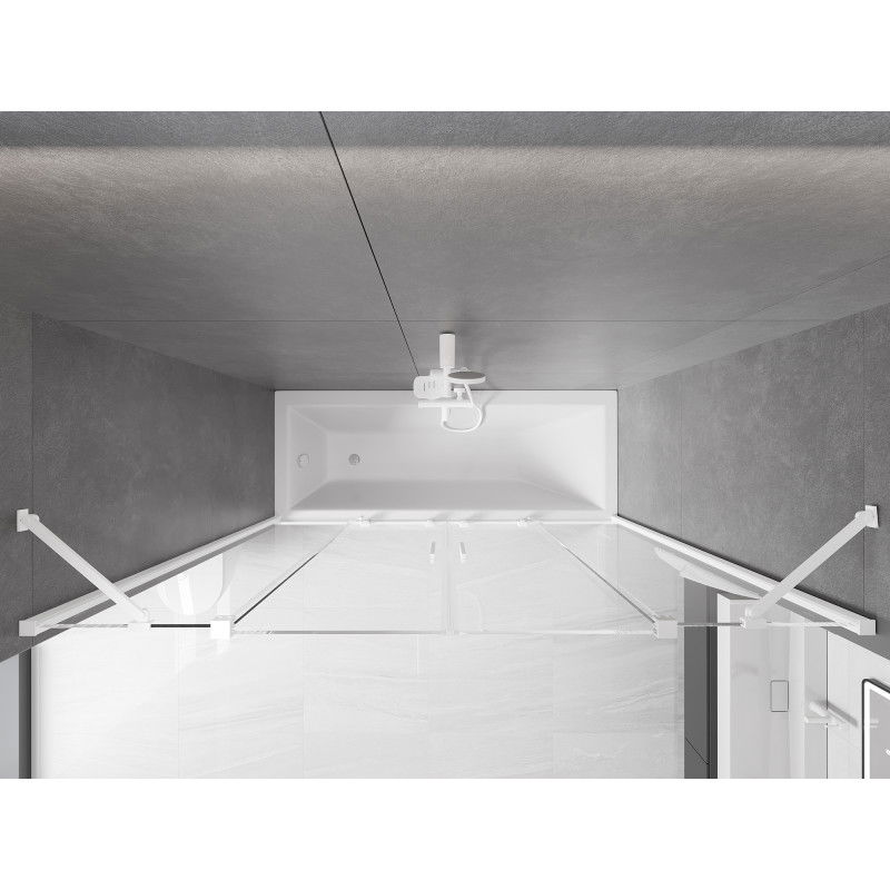 Mexen Velar Duo параван за вана 2-крилен плъзгащ се 170 x 150 см, прозрачен, бял - 896-170-000-02-20